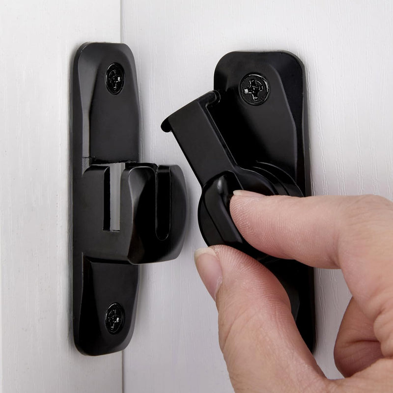 2 Packs Barn Door Latches,Black 90/180 Degree Gate Lock,Zinc Alloy Right Angle Door Lock Latch,Flip Gate Latches Hardware,Door Security Sliding Door Latch Lock fo Cabinets,Bathroom,Barn Door Black 2
