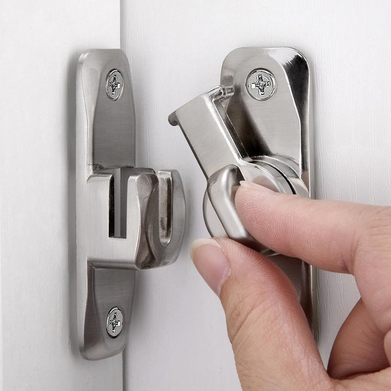 Barn Door Latch, 90/180 Degree Gate Lock, Zinc Alloy Right Angle Latch, Flip Gate Hardware, Sliding Door Lock for Cabinets, Bathrooms, Barn Doors - Silver (1 Pack) silvery_1 Pack