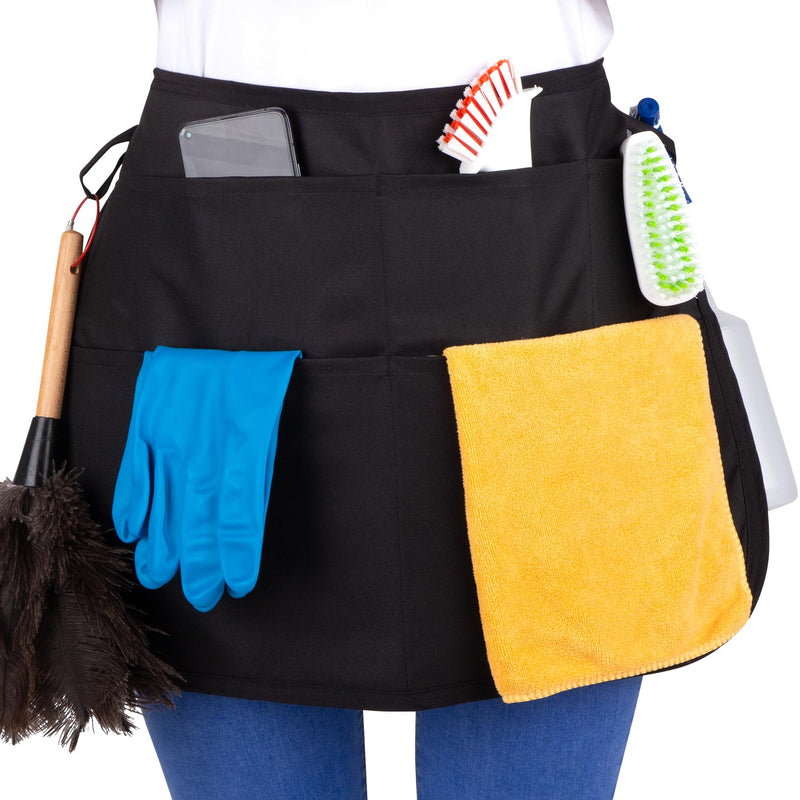 Waterproof Professional Cleaning Apron. Designed for Pro Cleaners Like a Cleaning Caddy Around Your Waist Standard Jet Black