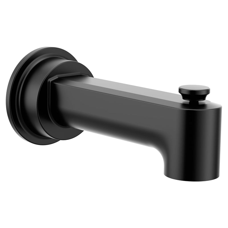 Moen Greenfield Matte Black Bathroom 1/2-Inch Slip Fit Connection Diverter Tub Spout, 4325BL