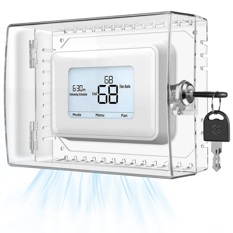 Large Thermostat Lock Box Cover with Key, Clear Thermostat Cover with Lock Compatible With Honeywell Home Thermostat On Wall, AC Lock Box Cover with Key Fits Thermostats 5"H x 6" W or Smaller 1 PCS Key lock