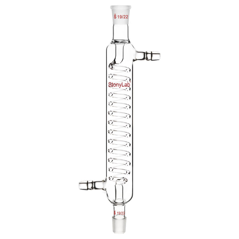 stonylab Glass Graham Condenser with 19/22 Joint 200 mm Jacket Length Lab Borosilicate Glass Condenser