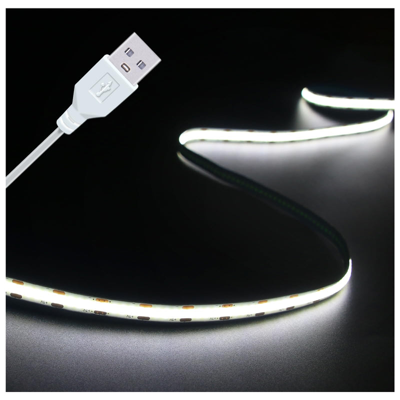 Led strip lights 5V USB LED Lighting COB Short LED Strip Light White Flexible Not Dimmable led lights for Display Cabinet,Kitchen Living Room,Home Lighting Decor led tv lights (3.28FT/6500K) 3.28FT/6500K