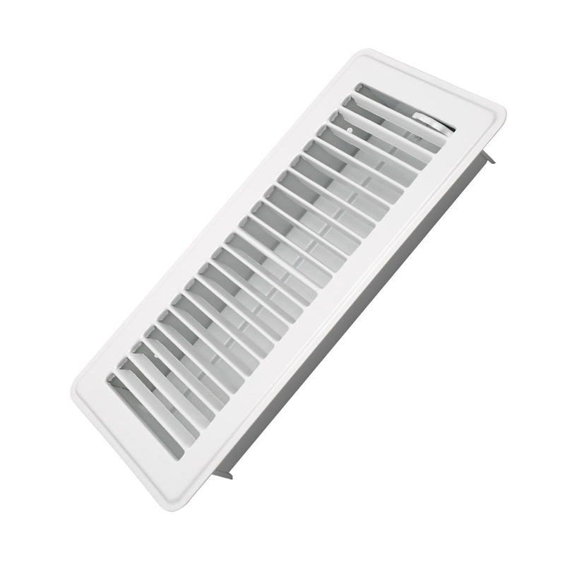 4" x 10" Floor Register - Heavy Duty Steel Walkable Floor Vents - Easy Adjust Air Supply Lever - Vent Covers for Home (White) 4x10 Inches White