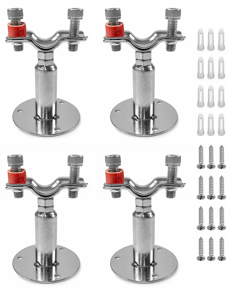 QWORK Adjustable Stainless Steel Pipe Support Bracket Kit - Compatible with 1" Pipes - Wall and Ceiling Mounting Options - includes 4 Support Brackets, Screws, and Anchors 4 Pack