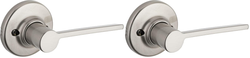 Kwikset Ladera Door Lever Left Handed Half Dummy Door Handle, Round Rose in Satin Nickel (Pack of 2) 1 Count (Pack of 2)