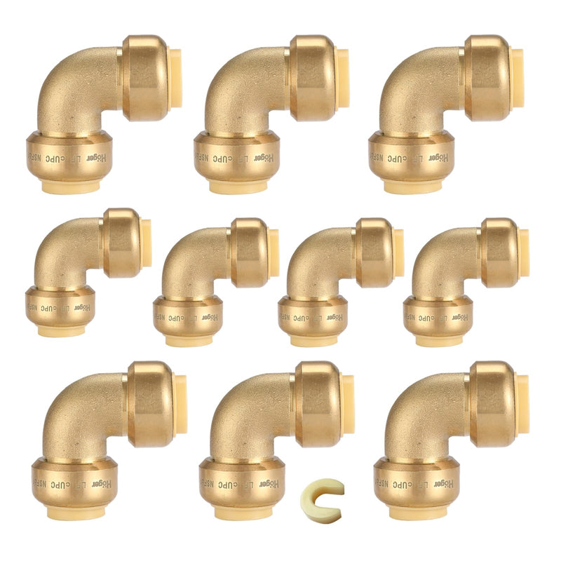 10Pack GUOFIS 1/2"90-Degree Push-fit Elbow Fitting(PF045-10) 1/2",10PCS
