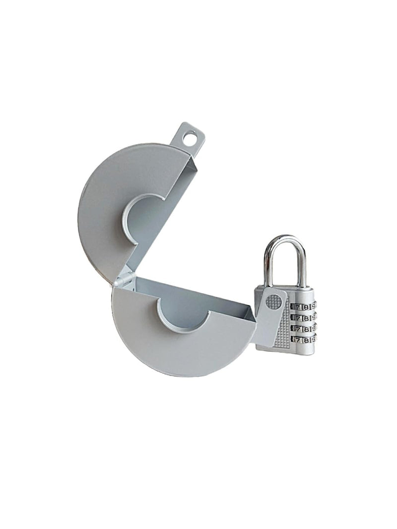 Door Knob Lockout Device (Matt Silver, 1 Padlock). Door Handle Lock - Prevents Doorknobs from Turning and Access to Keyhole. Childproof Door Knob Cover. Matt Silver
