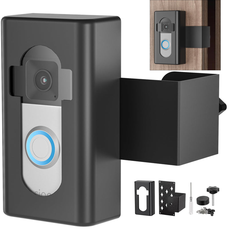 Anti-Theft Video Doorbell Mount,AHBTEYM Ring Doorbell Mount No Drill Bracket Holder Accessories for Apartment Home Rentals Compatible with Video Doorbell 4/3/3 Plus/2/1/2021/2023 Release(Black) Black