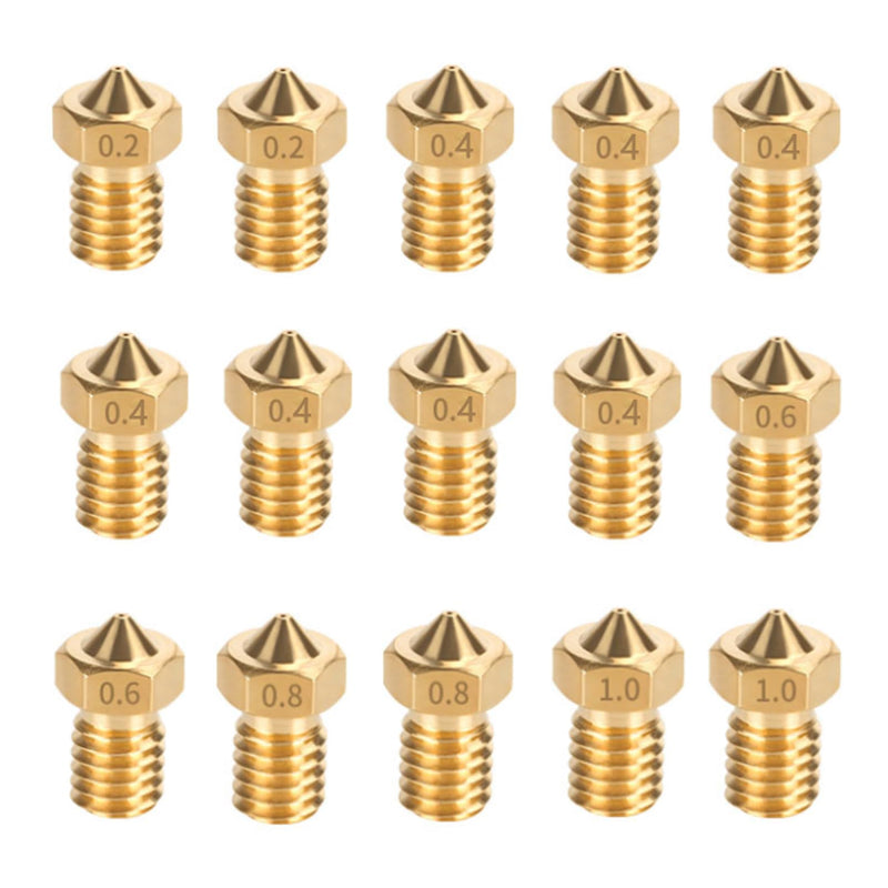 15PCS Brass Nozzles Kit for Anycubic Kobra, 3D Printer 7PCS 0.4mm Nozzles and 2PCS 0.2mm, 0.6mm, 0.8mm, 1.0mm Brass Nozzles Kit for Anycubic Mega, Mega X, Chrion, Kobra, Kobra Neo Mega Brass Multi Size
