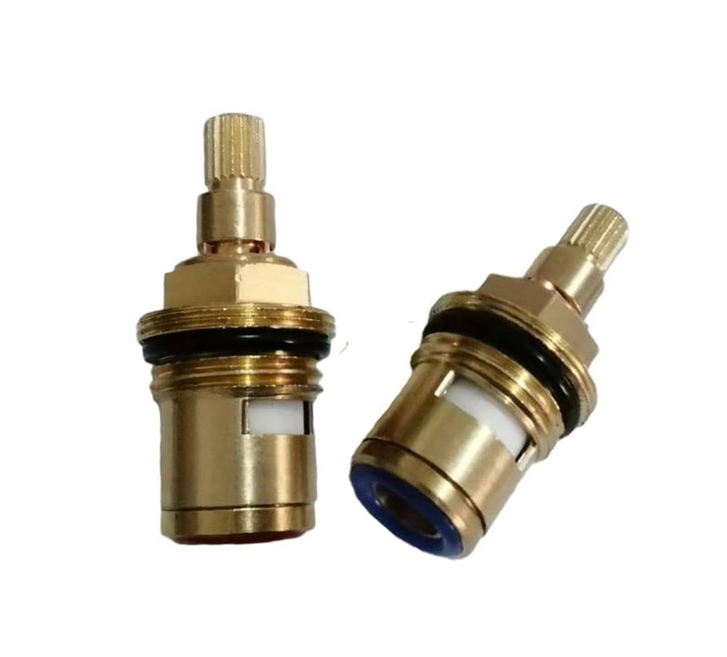 Ceramic Stem Cartridge Brass Ceramic Disc Cartridge G1/2" Faucet Valve Replacement for Bathroom Kitchen (2 Packs, Cold & Hot)