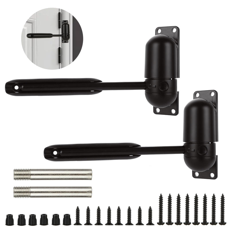 2PCS Automatic Door Closer，Safety Spring Door Closer, Adjustable Soft Door Closer, Easy to Install to Convert Hinged Doors, Black Auto Door Closers for Home
