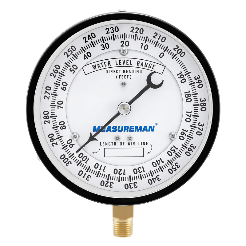 MEASUREMAN 4-1/2" Water Level Gauge, Lower Mount, 0-390 ft H2O Range, ASME B40.1 Grade B