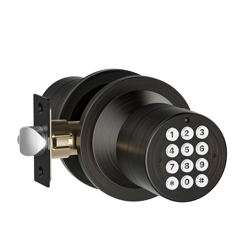 Keyless Entry Lock with Code, Digital Door Knob with Keypad for Bedroom Front Door Garage Home Apartment, Oil Rubbed Bronze 1 Pack