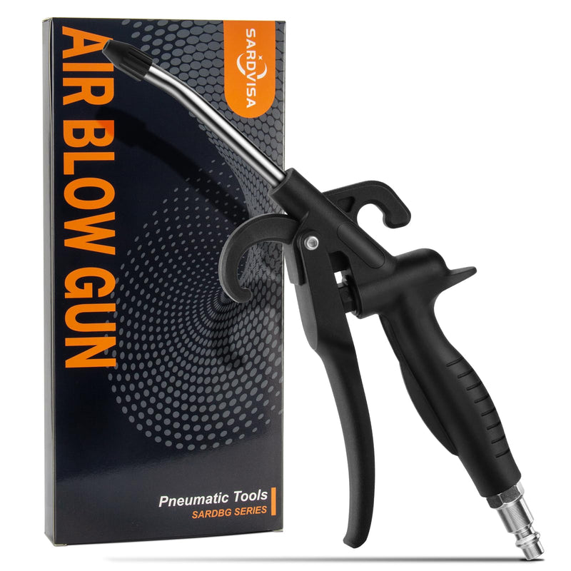 High Volume Air Blow Gun with Rubber Guard Air Flow Nozzle, Industrial Household Air Blower Gun Angle Bent Jet Nozzle, Air Gun for Compressor Pneumatic Tool for Dust Cleaning Car Detailing