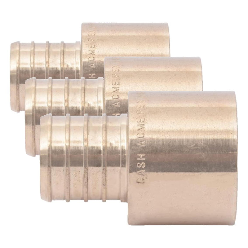 SharkBite 1 x 1 Inch Brass Crimp Female Sweat Adapter, PEX Pipe, PE-RT, UC605LFA (Pack of 3) 1 in. x 1 in. (Pack of 3)