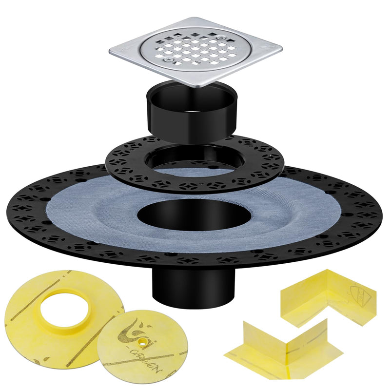 Shower Drain Flange Kit with Vertical ABS 2" Flange, ABS Pipe, Brushed CUPC