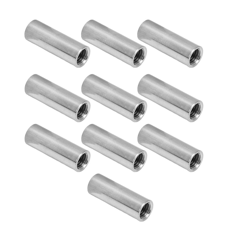 10 Pcs Round Coupling Nut M10 x 1.5 Female Thread 14mm Outer Diameter 40mm Length 304 Stainless Steel Silver Round Rod Coupling Nuts M10 x 1.5 40mm