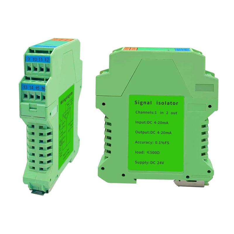 Signal Isolator DC 24V,PLC Detect Signal Conditioner,Module Analog Output(1 in 2 Out 4-20mA Turn 4-20mA) 1 input and 2 outputs