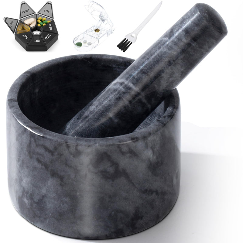 Pill Crusher, Mini Marble and Pestle Set, Pill Crusher Grinder Fine Powder, Arthritic Hands Pill Grinder marble001