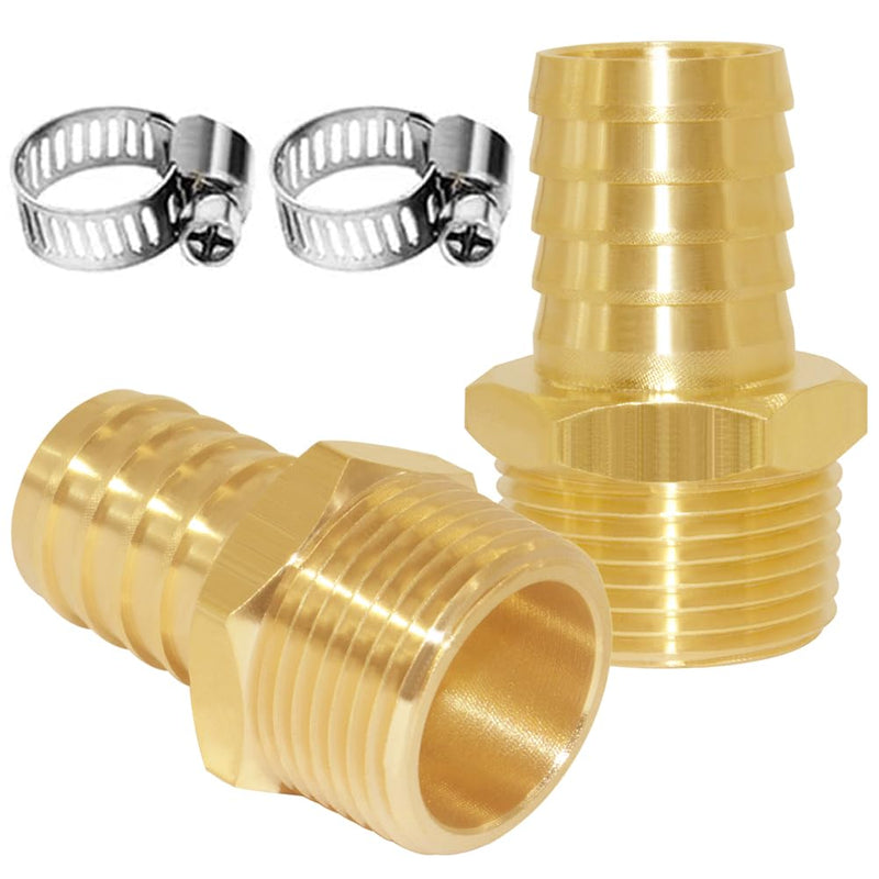 Joywayus Brass Barb Fitting 5/8" Hose Barb x 3/4" Male NPT Water/Fuel/Air(Pack of 2) 5/8"Barb x 3/4"NPT Male 2PCS