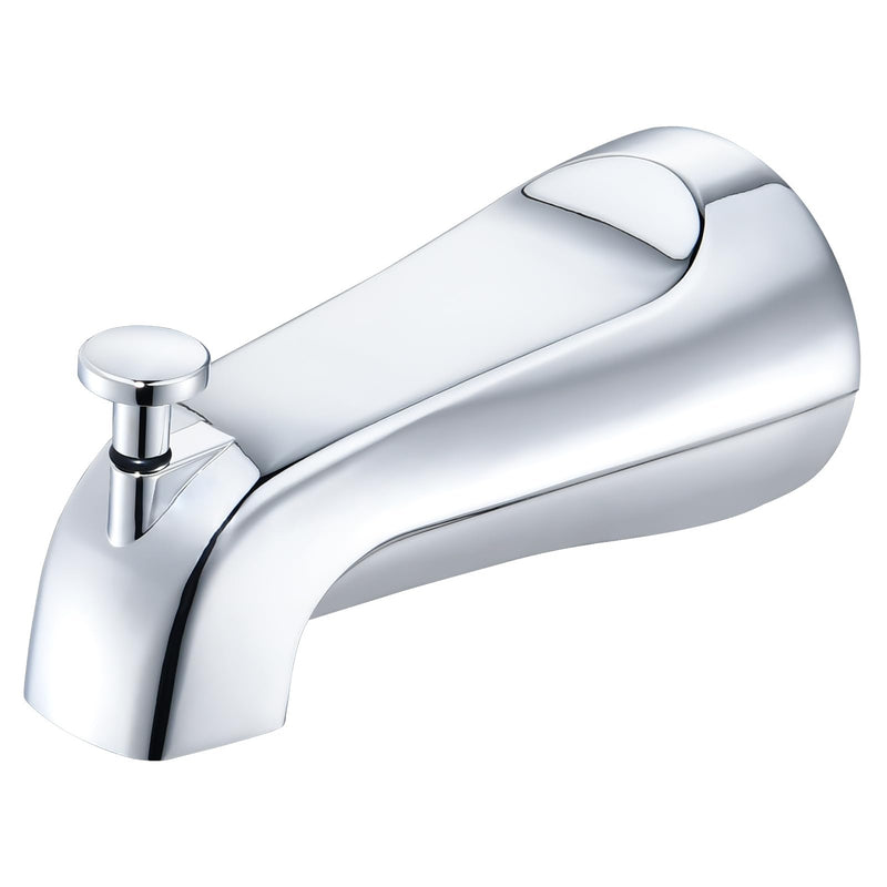 Tub Spout with Integrated Diverter for 1/2 inch Copper Tube - Metal Construction, Chrome