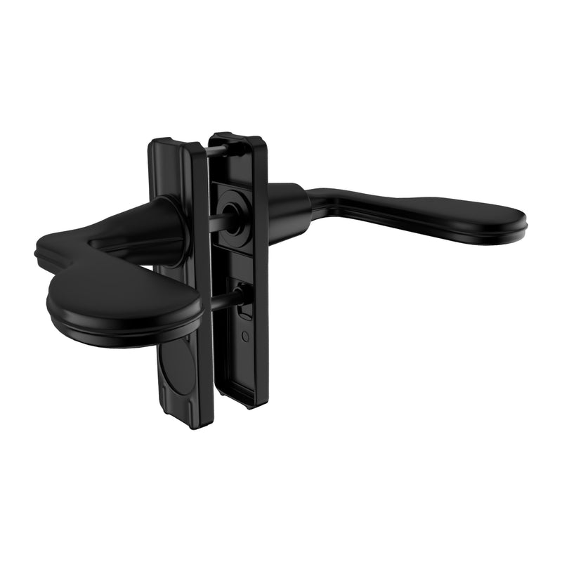 Brixwell Lever Latch Set Black with Night Lock for Door Thickness 5/8" to 1-3/8", Reversible Aluminum Handle, 2-1/2" Length, 1-3/4" Hole Centers, 3-1/2" Height, Lockable Design