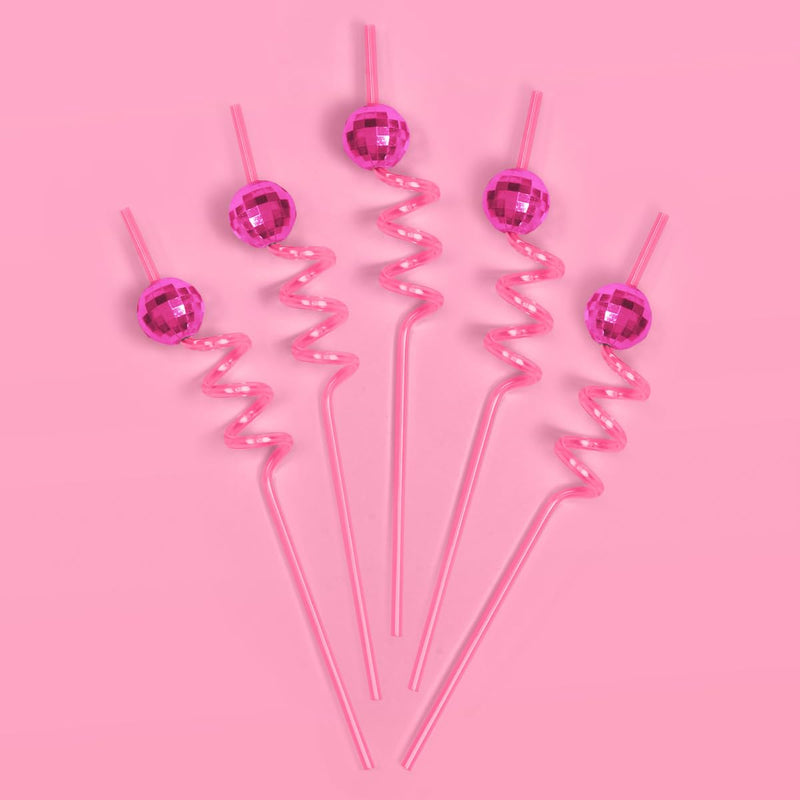 xo, Fetti Pink Disco Ball Reusable Swirly Straw Set - 16 pc | Groovy Birthday Party Supplies, Last Disco Bachelorette Decorations, 70s Baby Shower, Space Cowboy Favors
