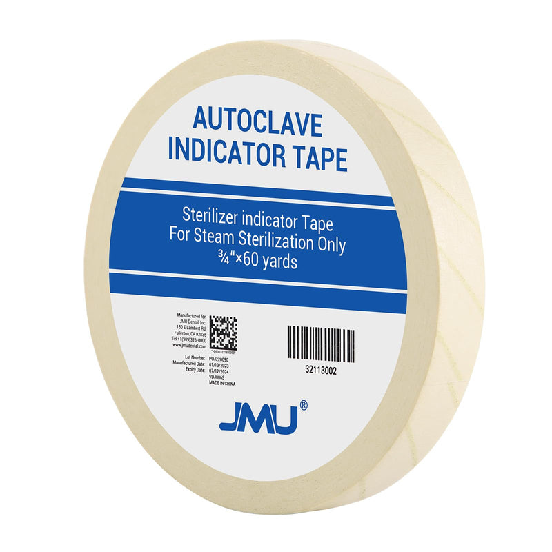 JMU Autoclave Tape 1 Roll, 3/4'' x 60 Yards, Sterilization Indicates Tape for Steam Sterilization 3/4"