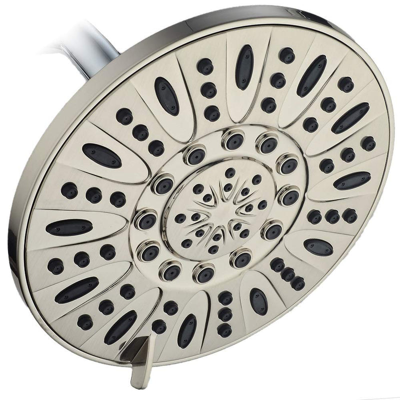 AquaDance Brushed Nickel High Pressure 6-Setting 7" Rain Shower Head – Angle Adjustable, Anti-Clog Showerhead Jets, Tool-Free Installation-USA Standard Certified-Top U.S. Brand – 1.8 GPM 1.8 Gallons Per Minute