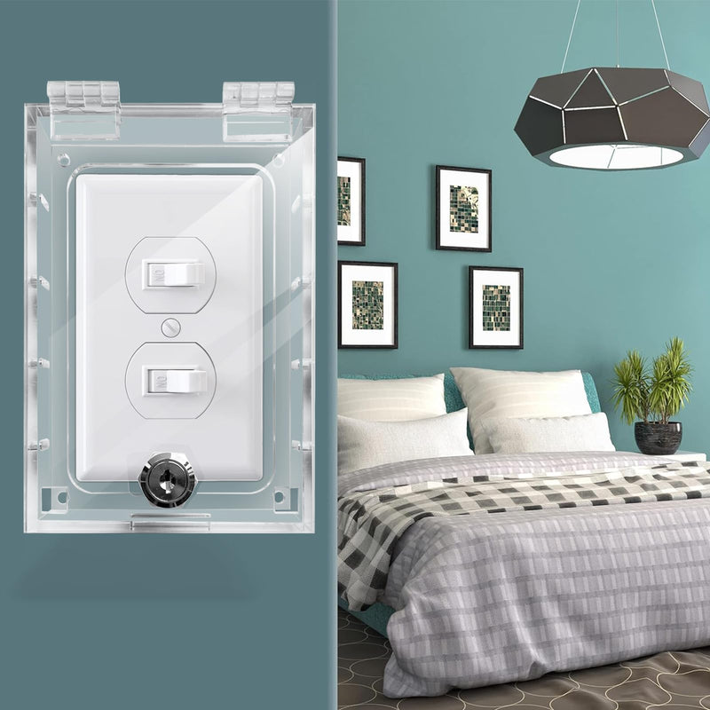 Switch Cover,Baby Proof Light Outlet Covers,Child Safety Switch Plate Guard,Wall Plug Box,Kids Electrical Protector Box Fits All Outlet 4.95" H X 3.35" W X 1.77" D or Smaller (1 Pack) A-no wire exit