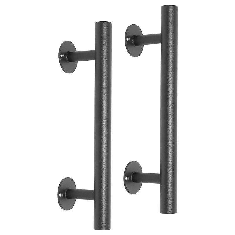 12'' Black Iron Gate Handles and Pulls Pack of 2, Garage Door Handle, Outdoor Sheds Fence Barn Door Pulls, Exterior Cabinets Closet Gate Pulls D25MM-12 INCH