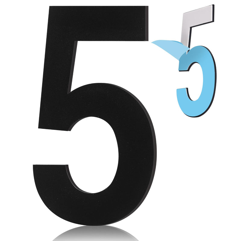 5 Inch Adhesive House Numbers,Modern Stainless Steel House Numbers for Outside Stick On,Adhesive Numbers for House Address Outside,Door Numbers for House Door or Exam Room Numbers for Medical Office ,Easy Install without Tools 911 Visibility Signage(Bl...