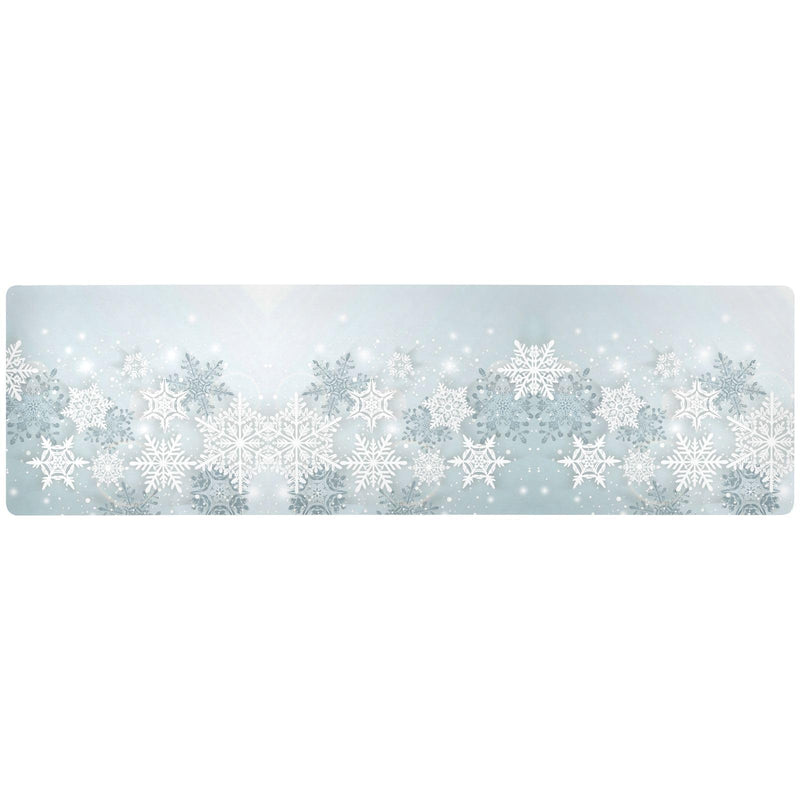 Silver Winter Abstract Snowflakes Christmas Trivet Table Runner 40 Inches Long Trivet for Hot Pots and Pans/Hot Dishes,Table Protector Heat Up to 230F, Decorative Hot Plates Mat for Kitchen Countertop Silver Snowflakes