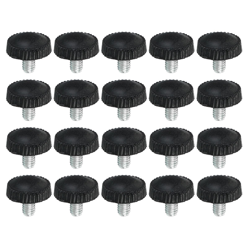 PATIKIL M4x6mm Knurled Thumb Screws, 20 Pack Male Thread Round Clamping Screws Knobs Hand Grip Bolts Mounting Fasteners for Lighting Furniture Hardware Black