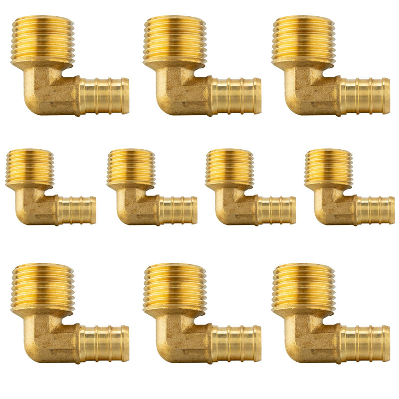 10PACK GUOFIS PEX Crimp Male Elbow Fitting,Pex 1/2"x3/4"MNPT(PEX1807103-10) Pex 1/2"x3/4" Male Elbow(10Pack)