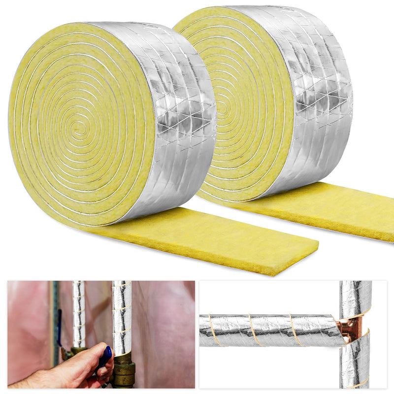 32.8 FTx 3 in Foiled Back Fiberglass Pipe Insulation Wrap,Pipe Insulation Foam Wrap Tape Ceramic Water Pipe Insulation Wrap for Outdoor Indoor Pipe Insulation Wrap Freezing Weather (1 Pack) 1