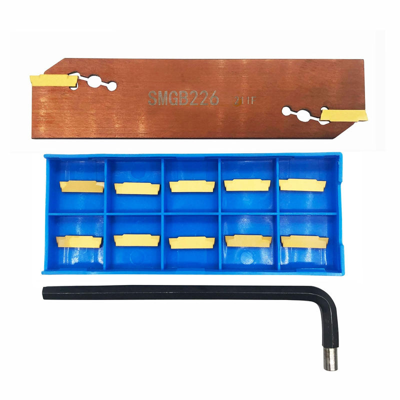 Grooving Slotting Tool Cut Off Plate Tool Lathe Turning Tools SPB326, Grooving Cut-Off Tool with 12 pcsSP300 Carbide Turning Inserts Grooving Parting Blade Plate (SMGB226+MGMN200) SMGB226+MGMN200