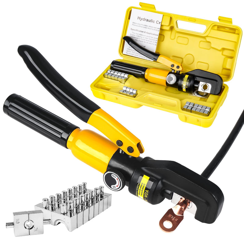 YUZES Hydraulic Crimping Tool 10 Tons 12 AWG to 00 (2/0),Battery Cable Crimping Tool with 4/6/8/10/16/25/35/50/70mm² Hexagonal Crimping Mold,Hydraulic Hose Crimper for Electrical Terminal Cable Wire YQK-70