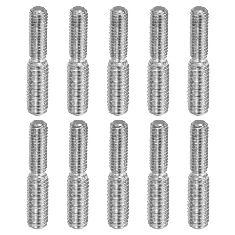 PATIKIL M5x15mm to M6x15mm Double End Threaded Stud Screw Bolt, 10 Pack 304 Stainless Steel Rod Bolts Thread Reducer Adapter for Furniture Fastener, Hardware Connectors