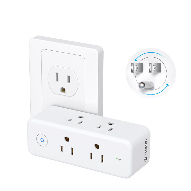 TROND Outlet Extender Surge Protector, 6 AC Outlet Splitter with 360° Rotating Plug, 1440J, 3-Sided Swivel Wall Plug Adapter with Power Switch, Multi Plug Expander for Home Office Travel 6AC White