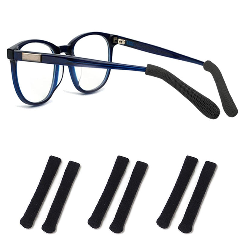 Soft Knitting Cotton Glasses Ear Cushion, Eyeglasses Temple Tips Sleeve, Non-Slip Comfortable Elastic Black 3