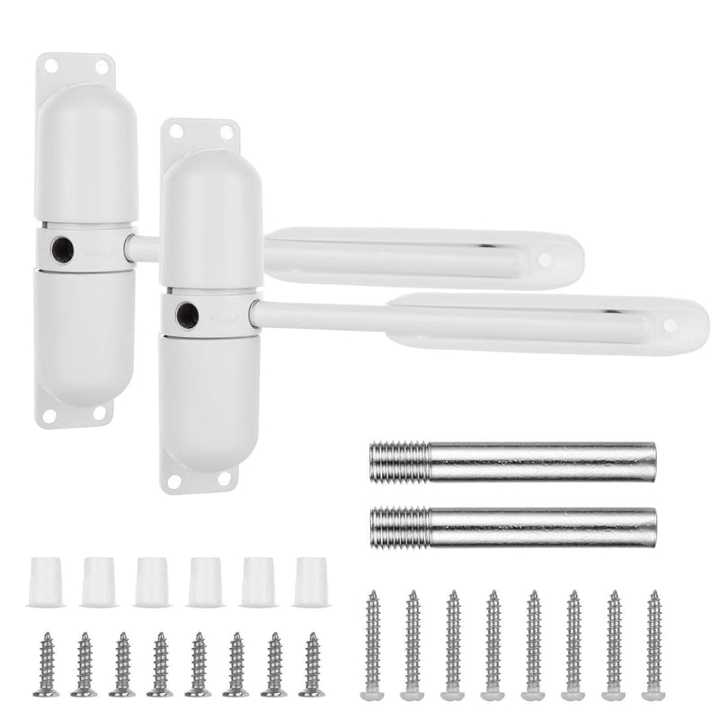 2PCS Automatic Door Closer for Home, Heavy Duty Zinc Alloy Auto Door Closer with Spring Tension, Self-Closing Safety Hardware for Interior Doors, White (2-Pack)
