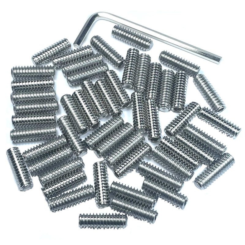 50pcs Set Screws 1/4-20 x 3/4" inch 304 Stainless Steel Allen Head Hex Hexagon Socket Set Screws with 1/8" Allen Wrench,Set Grub Screws Hex Allen Head Socket Set Screws.(3/4" Length)