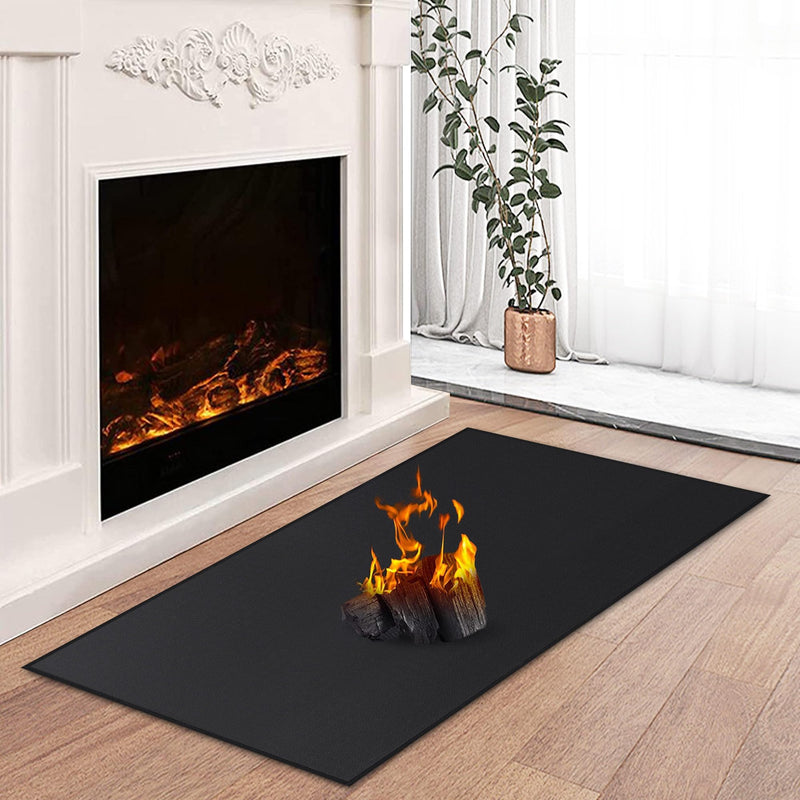 Hearth Rugs for Fireplaces Fire Resistant, 4' x 2'4" x 0.04'', Black 2'4" x 4' (Rectangular)