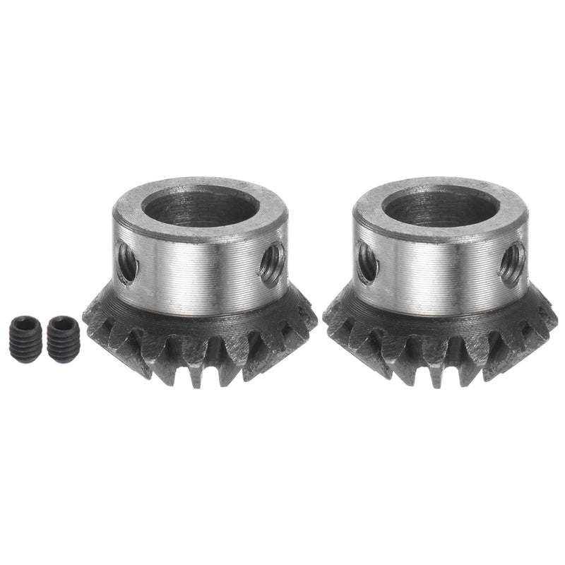 HARFINGTON 2pcs Bevel Gear 1M 16 Teeth 12mm Shaft Hole 1:1 Tapered Bevel Pinion Gear 45# Steel 1.5 Module 90 Degree Steering Gear, for Hardware Mechanical Rotation 12 mm