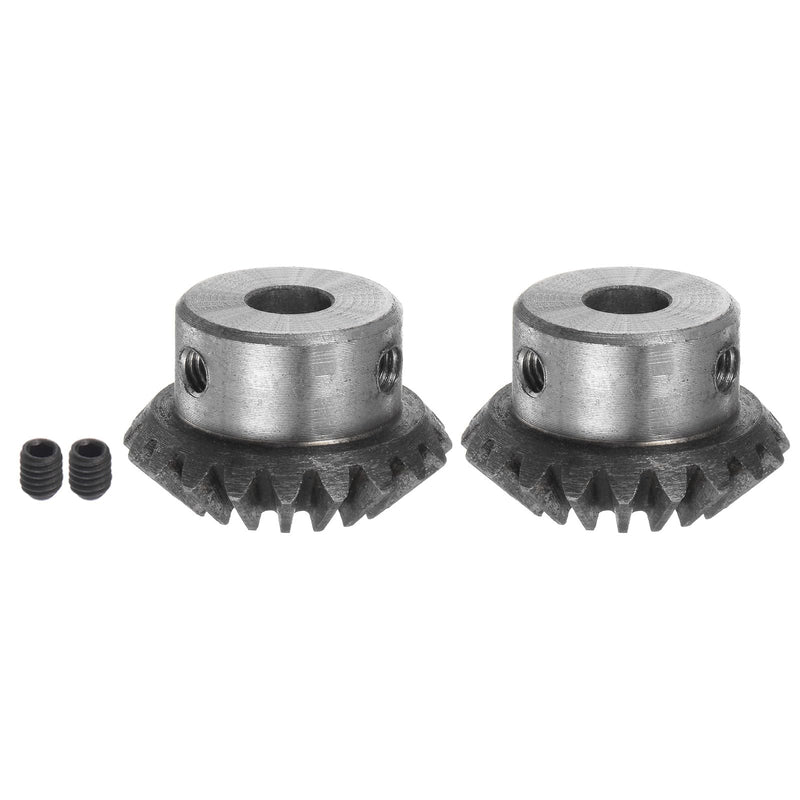 HARFINGTON 2pcs Bevel Gear 1M 20 Teeth 8mm Shaft Hole 1:1 Tapered Bevel Pinion Gear 45# Steel 1.5 Module 90 Degree Steering Gear, for Hardware Mechanical Rotation