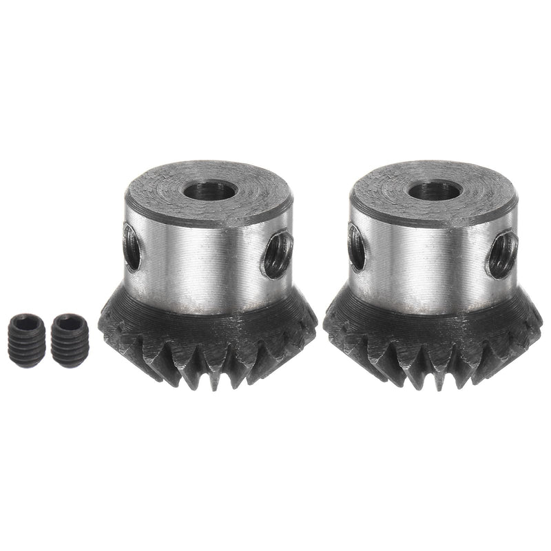 HARFINGTON 2pcs Bevel Gear 1M 20 Teeth 5mm Shaft Hole 1:1 Tapered Bevel Pinion Gear 45# Steel 1 Module 90 Degree Steering Gear, for Hardware Mechanical Rotation