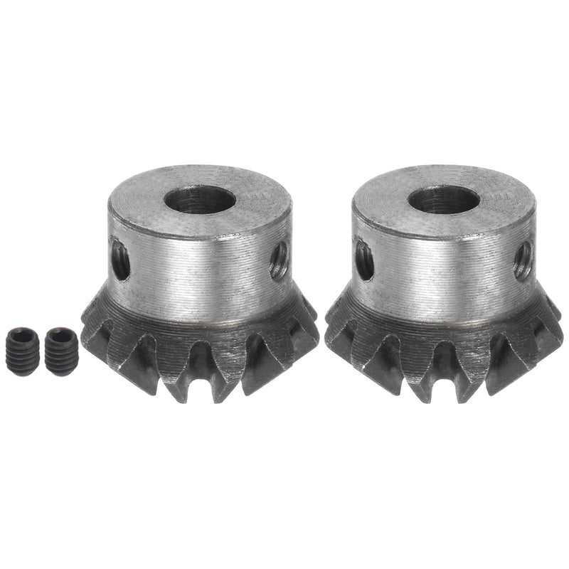 HARFINGTON 2pcs Bevel Gear 1M 12 Teeth 6mm Shaft Hole 1:1 Tapered Bevel Pinion Gear 45# Steel 2 Module 90 Degree Steering Gear, for Hardware Mechanical Rotation