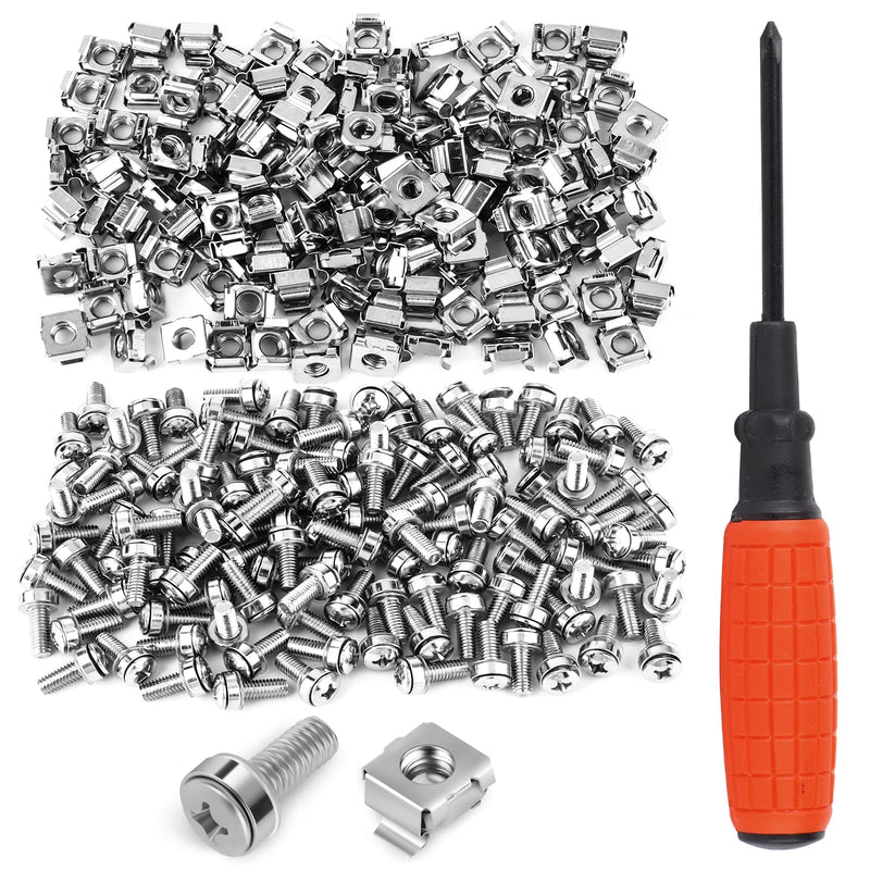 120 Sets M6 x 20mm Rack Screws and Cage Nuts, Server Rack Screws and Square Insert Nuts for Rack Mount with Screwdriver
